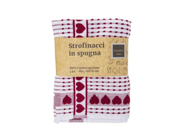 Strofinacci spugna dis.cuoricino 50x70 col.bordeaux