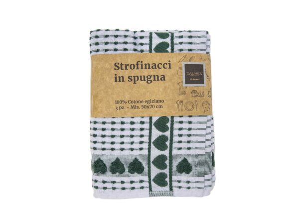 Strofinacci spugna dis.cuoricino 50x70 col.verde