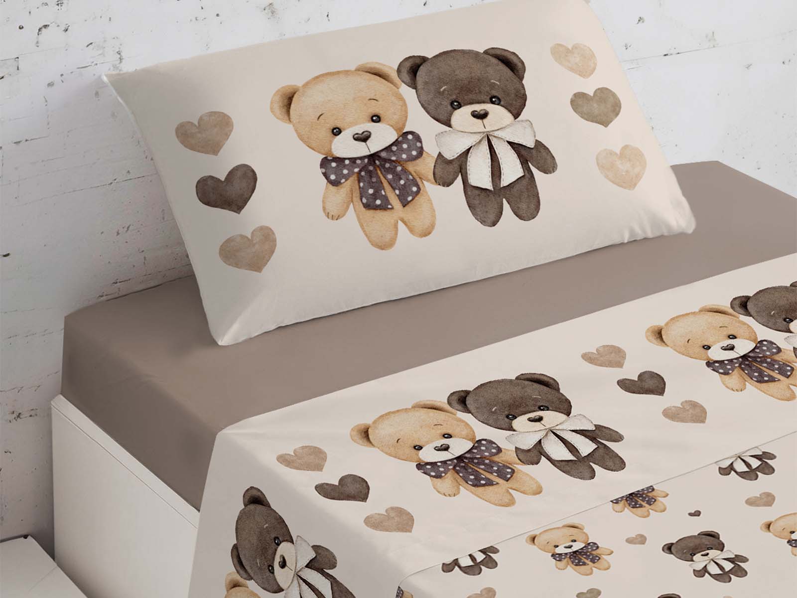 Biancheria Da Letto Per Bambini 100% Cotone – Set Copripiumino 100x135 Cm E Federa 40x60 Cm – Orsetto Little Dreamer 'Dream Big'