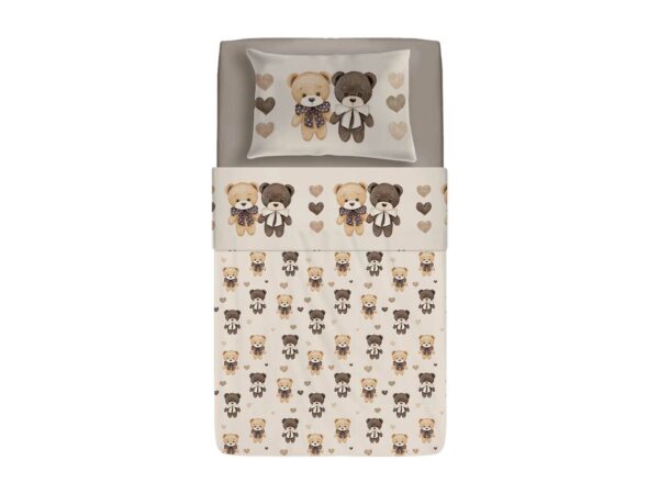 Completo lenzuola/copriletto baby dis.orsacchiotti