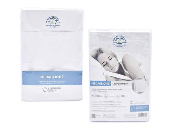 Coppia copriguanciale medaglione con cerniera