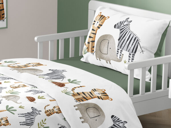 Completo lenzuola/copriletto baby dis.zebre