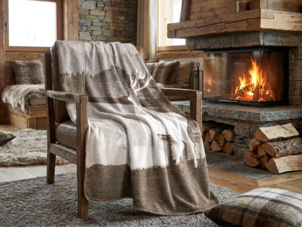 Coperta softcotton dis. wood